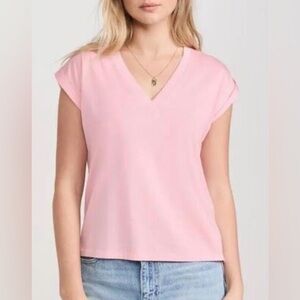 Frame Denim Easy V-Neck Dusty Pink Short Sleeve Tee Sz SP